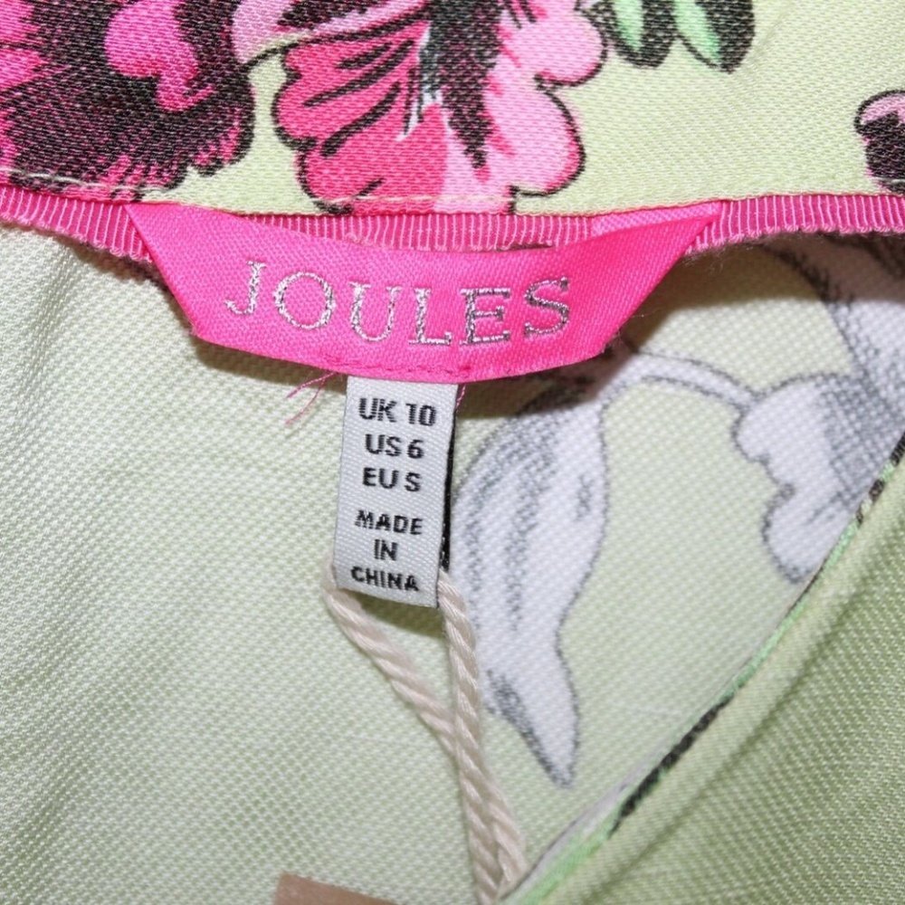 NWT Joules Floral Shift Tunic Dress Linen Blend Green Pink Short Sleeve HW6455 - Picture 4 of 9